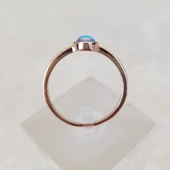 18k Over Sterling Blue Opal Ring - Picture 4 of 8